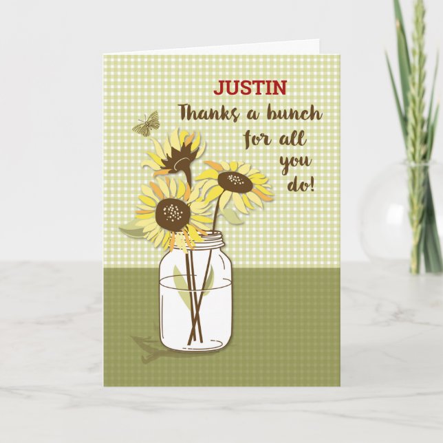 Boss's Day, Individuelle Name, Justin, mit Sonnenb Karte (Vorderseite)