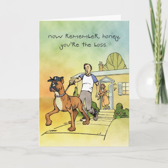 Bossy Boxer - Funny Anniversary Card Karte (Vorderseite)