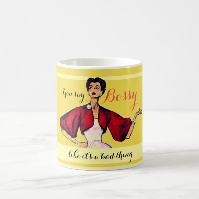 Bossy Gal Retro Yellow Kaffeetasse (Mittel)