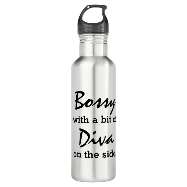 Bossy mit ein bisschen Diva Edelstahlflasche (Vorderseite)