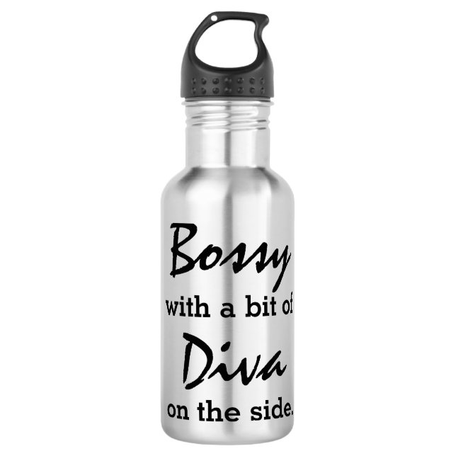 Bossy mit ein bisschen Diva Edelstahlflasche (Vorderseite)