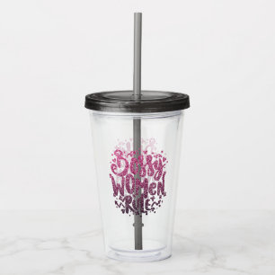 BOSSY WOMEN RULE CUSTOM  GLITTER TYPOGRAPHY ACRYLTRINKBECHER