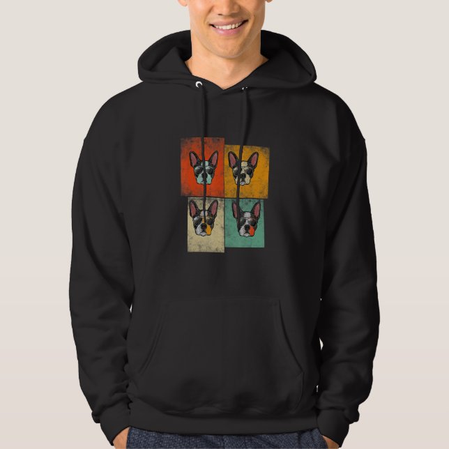 Bostie Dog Lover Funny Boston Terrier With Sunglas Hoodie (Vorderseite)
