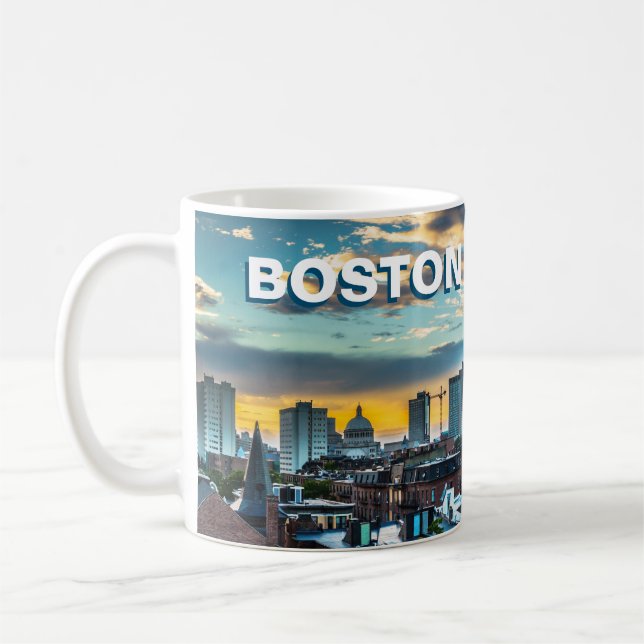Bosto Coffee Mug Massachusetts City Skyline Gift (Gauche)