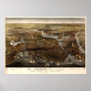 Boston - 1873 (Pastoren und Atwater) BigMapBlog Poster