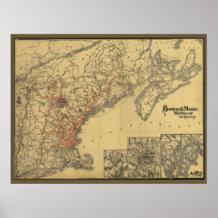 Boston 1898 zur Maine-Eisenbahn-Karte Poster