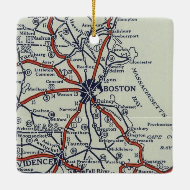 Boston 1924 Vintage Karte Keramikornament (Rückseite)