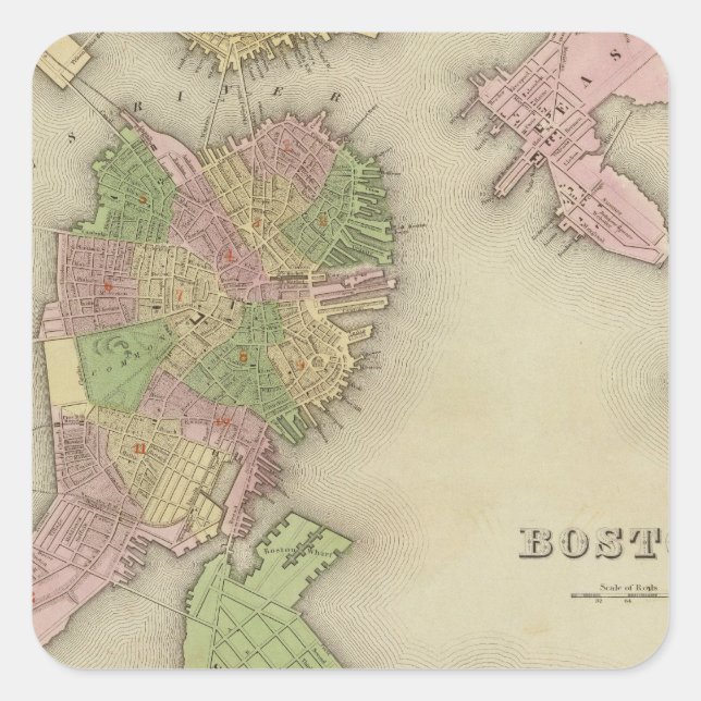 Boston 2 quadratischer aufkleber (Vorderseite)
