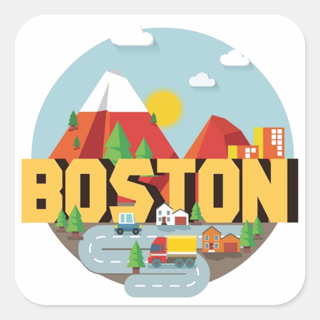 Boston als Ziel Quadratischer Aufkleber (Vorderseite)