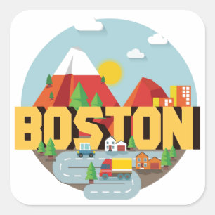 Boston als Ziel Quadratischer Aufkleber