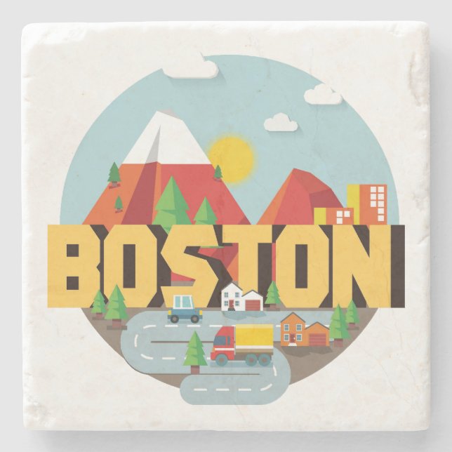 Boston als Ziel Steinuntersetzer (Vorderseite)