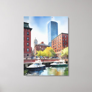 Boston Aquarell Leinwanddruck