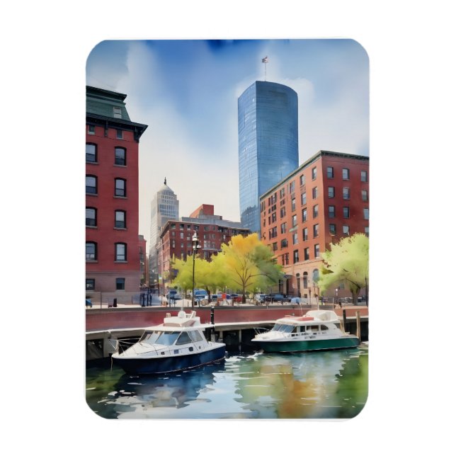 Boston Aquarell Magnet (Vertikal)