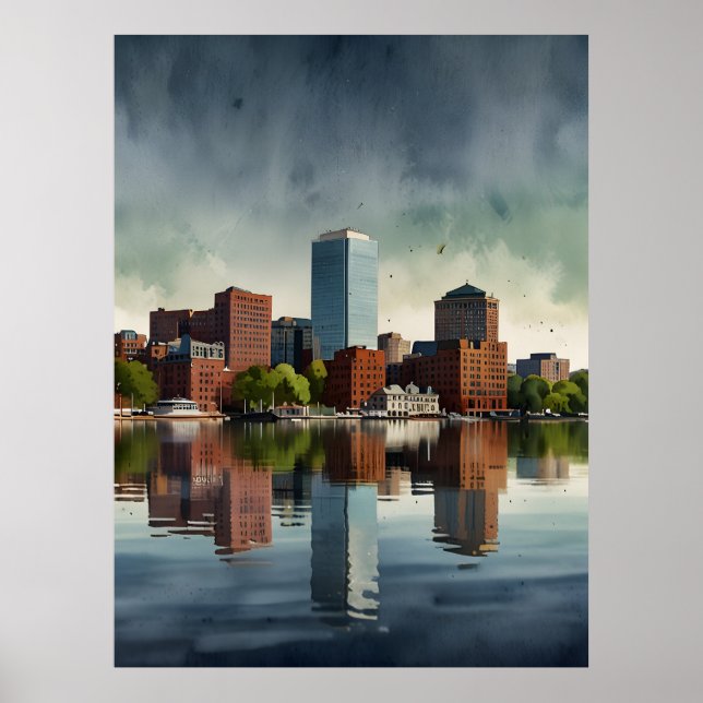 Boston Aquarell Poster (Vorne)