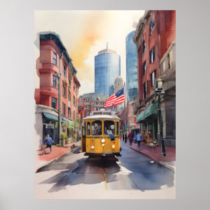 Boston Aquarell Poster