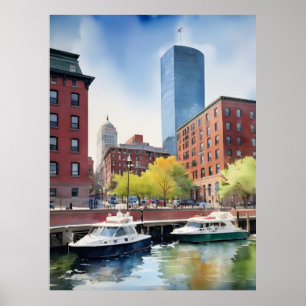 Boston Aquarell Poster