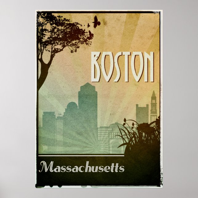Boston Art Deco Design City Poster (Devant)