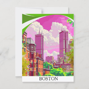 Boston Art Print, Travel Poster, Postcard, Wall de Postkarte
