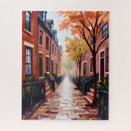 Boston Autumn Watercolor Beacon Hill Massachusetts