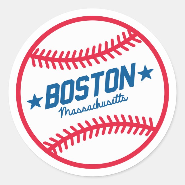 Boston Baseball Runder Aufkleber (Vorderseite)