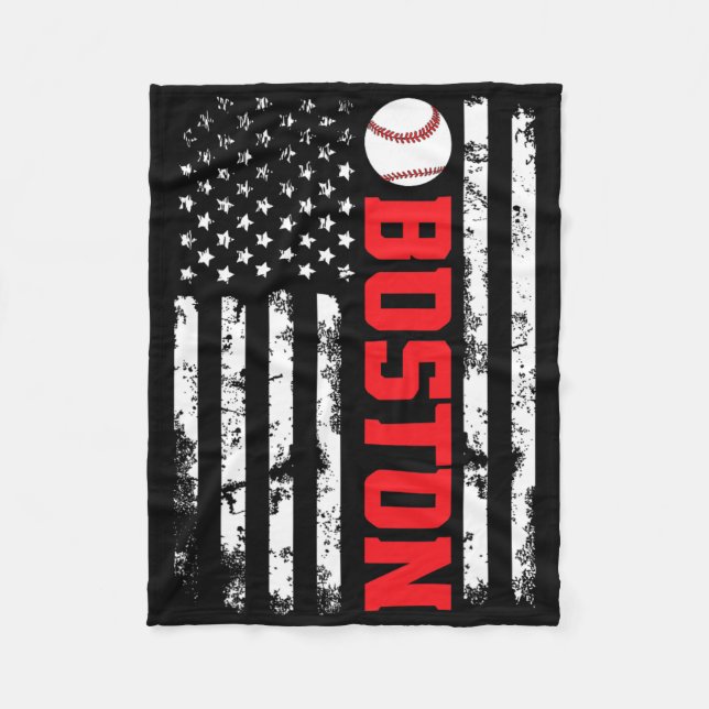 Boston Baseball USA-Flagge  Fleecedecke (Vorderseite)