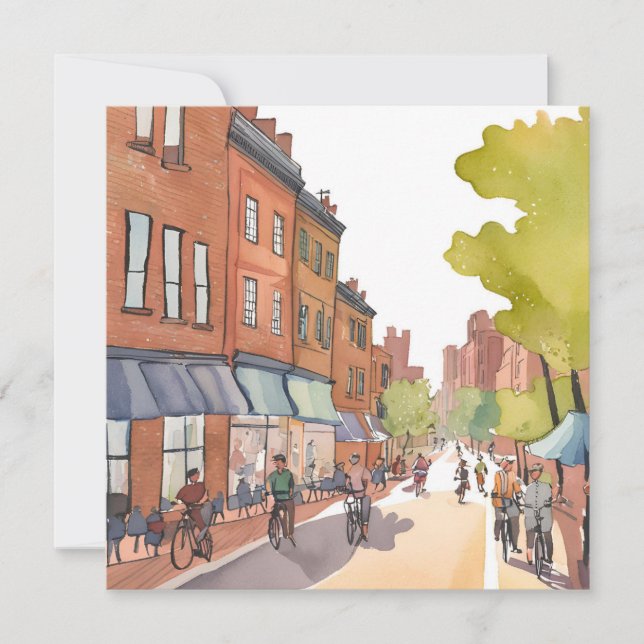 Boston Bike Ride | North End Watercolor MA Card (Vorderseite)
