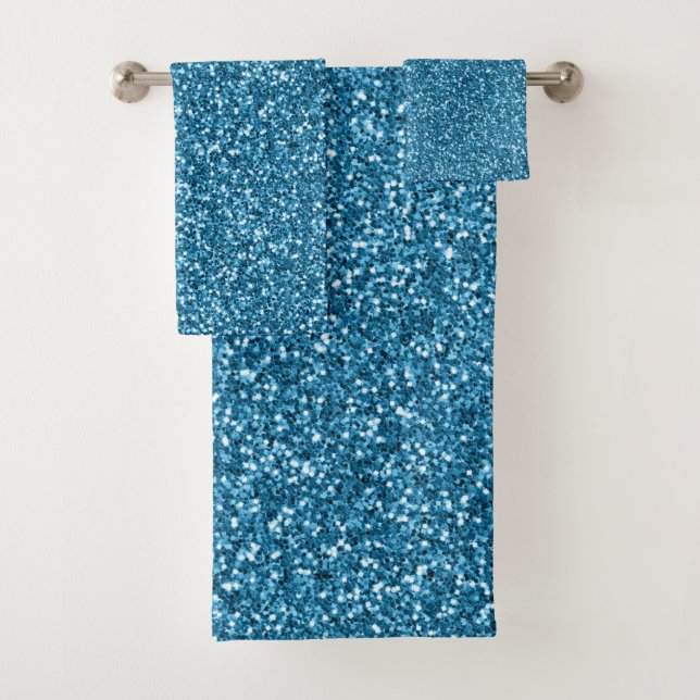 Boston Blue Glitzer Badhandtuch Set (Insitu)
