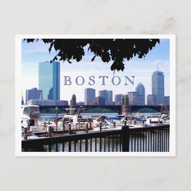 Boston - Boote, Busse und Brücken Postkarte (Vorderseite)