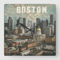 Boston, Boston Massachusetts City Skyline mit Kart
