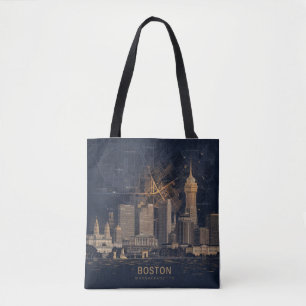 Boston, Boston Massachusetts City Skyline mit Kart Tasche