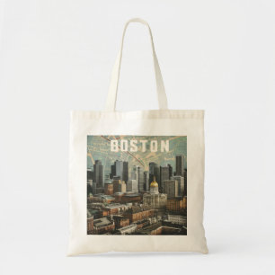 Boston, Boston Massachusetts City Skyline mit Kart Tragetasche