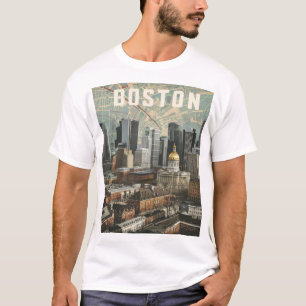 Boston, Boston Massachusetts Stadt-Skyline mit Kar T-Shirt