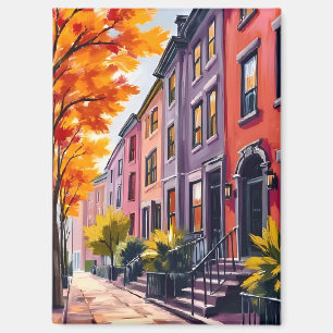 Boston Brownstones Aquarell Massachusetts Magnet
