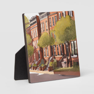 Boston Brownstones   Beacon Street Aquarell-Kunst Fotoplatte