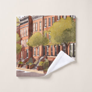 Boston Brownstones   Beacon Street Aquarell Waschlappen