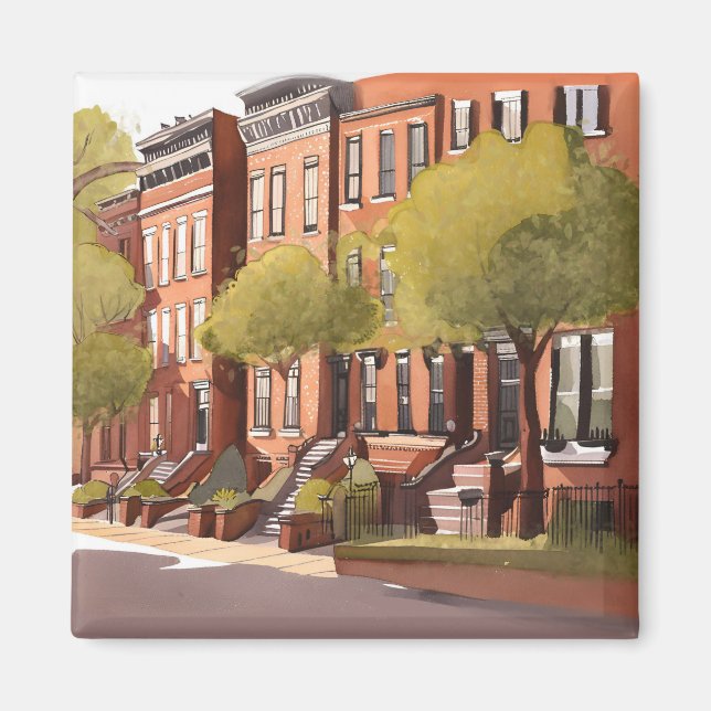 Boston Brownstones | Beacon Street Watercolor Magnet (Vorne)