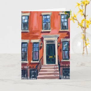 Boston Brownstones Massachusetts Aquarellkarte Karte