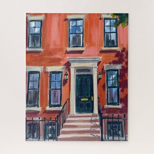 Boston Brownstones Massachusetts Watercolor (Vertikal)