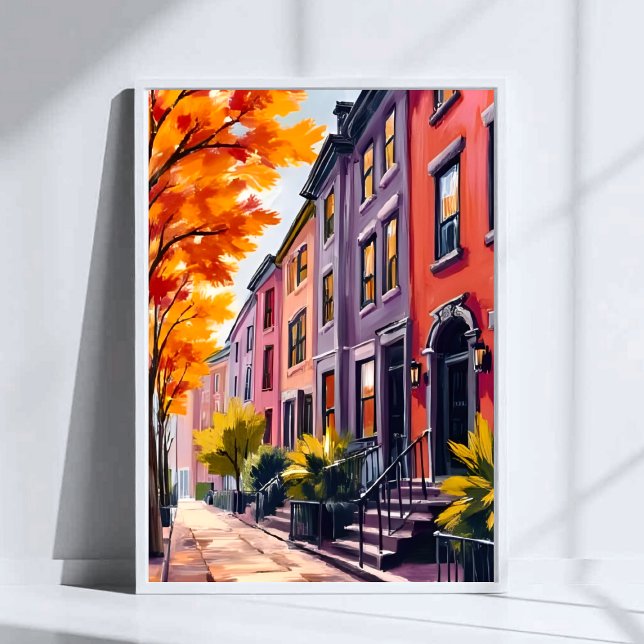 Boston Brownstones Wasserfarbe Massachusetts Poster (Von Creator hochgeladen)