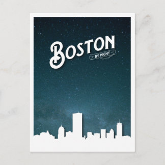 Boston by Night Skyline - Boston, Massachusetts, U Postkarte