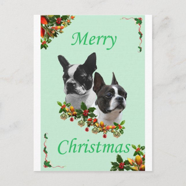 Boston Christmas Feiertagspostkarte (Vorderseite)