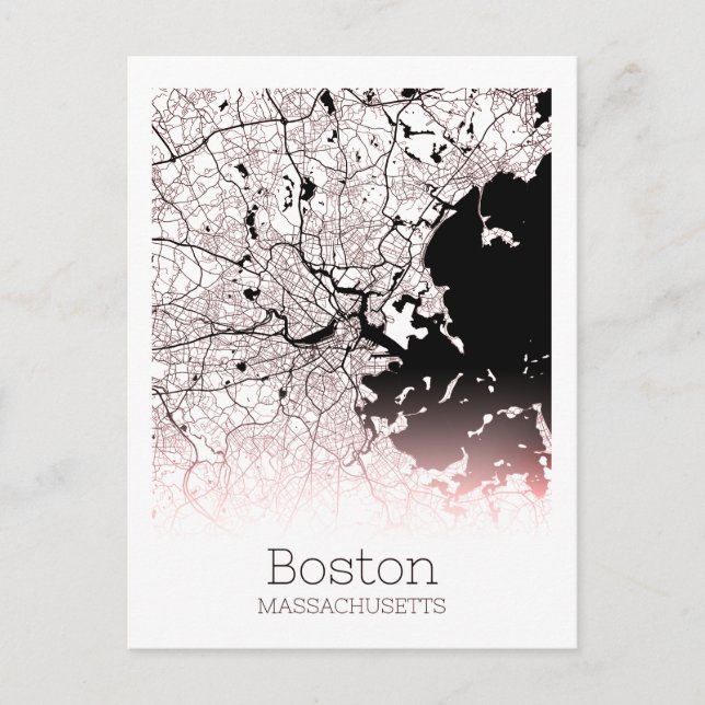 Boston City Map Postkarte (Vorderseite)