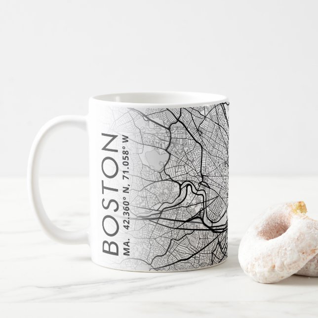 Boston City Map | Tasse des Kaffees (Mit Donut)