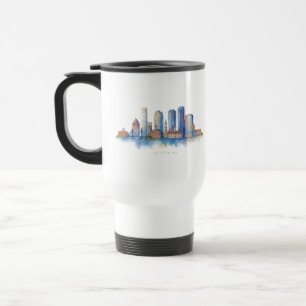 Boston City Skyline Aquarell Modernes Boston MA Reisebecher