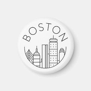 Boston City Skyline, Boston MA-Silhouette Magnet