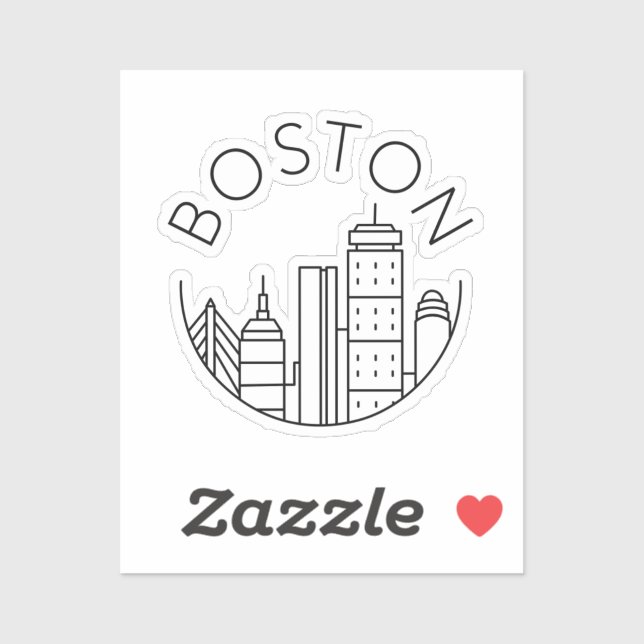 Boston City Skyline, Boston ma skyline Aufkleber (Blatt)