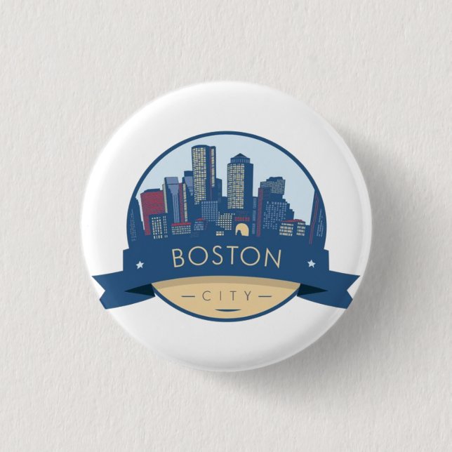 Boston City Skyline, Boston ma skyline Button (Vorderseite)