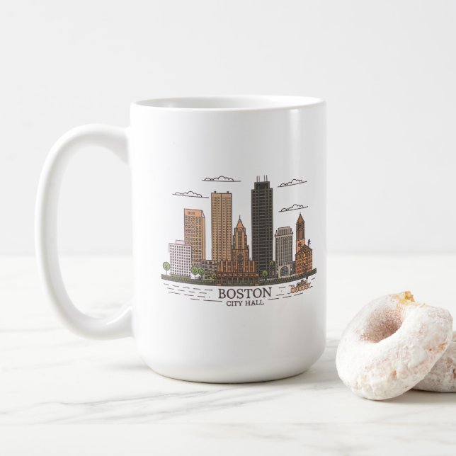 Boston City Skyline, Boston ma skyline Kaffeetasse (Mit Donut)