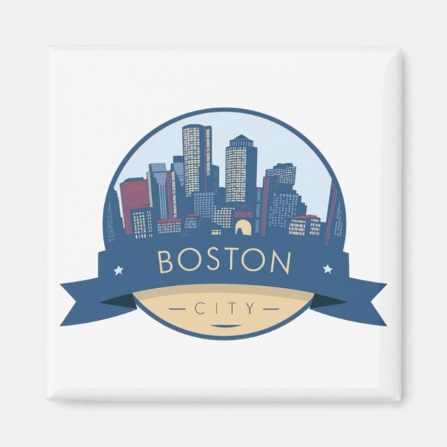 Boston City Skyline, Boston ma skyline Magnet (Vorne)