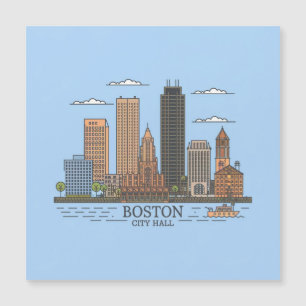 Boston City Skyline, Boston ma skyline Magnetkarte